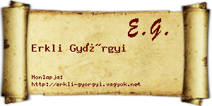 Erkli Györgyi névjegykártya